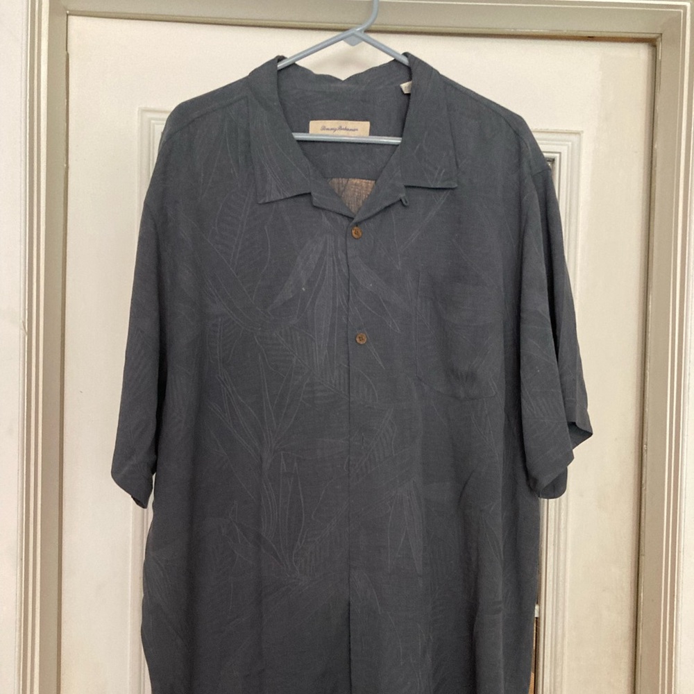 Tommy Bahama Mens Silk Camp Shirt - Charcoal XXL